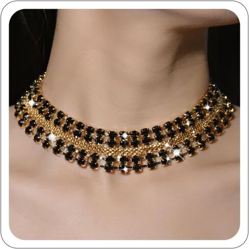 Gold Silver Black Choker Necklace for Women Gold Rhinestone Bowknot Bridesmaid Wedding Prom Gargantillas De Mujer Elegantes Tennis Net Necklace Disco Necklace Christmas Graduation Prom Jewelry Accessories in Saudi Arabia