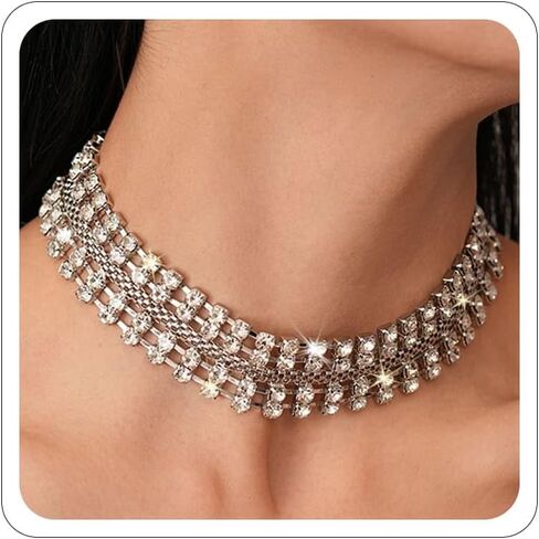 Gold Silver Black Choker Necklace for Women Gold Rhinestone Bowknot Bridesmaid Wedding Prom Gargantillas De Mujer Elegantes Tennis Net Necklace Disco Necklace Christmas Graduation Prom Jewelry Accessories in Saudi Arabia