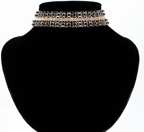 Gold Silver Black Choker Necklace for Women Gold Rhinestone Bowknot Bridesmaid Wedding Prom Gargantillas De Mujer Elegantes Tennis Net Necklace Disco Necklace Christmas Graduation Prom Jewelry Accessories in Saudi Arabia