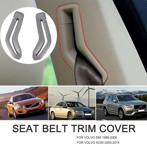 39885877&39885875 Left Right Seat Belt Retractor Guide Ring Belt Selector Gate Seat Belt Trim Cover For Volvo S80 XC90 (1 Pair grey（Left + Right)) in Saudi Arabia