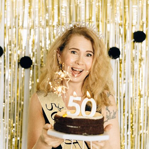 CIEHER 50th Birthday Crown & Sash, Gold Tiara & Sash Set for Women, 50th Birthday Decorations & Gifts in Saudi Arabia