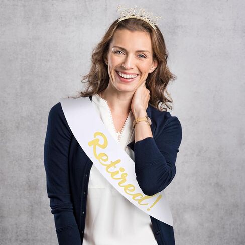 CIEHER Officially Retired Sash & Retired Headband Set for Retirement Party, Gold Retired Crown White Retirement Sash for Women, Retired Gifts for Women Retirement Party Decorations in Saudi Arabia