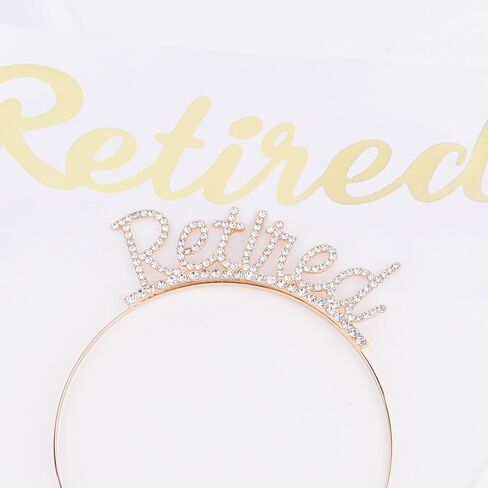 CIEHER Officially Retired Sash & Retired Headband Set for Retirement Party, Gold Retired Crown White Retirement Sash for Women, Retired Gifts for Women Retirement Party Decorations in Saudi Arabia