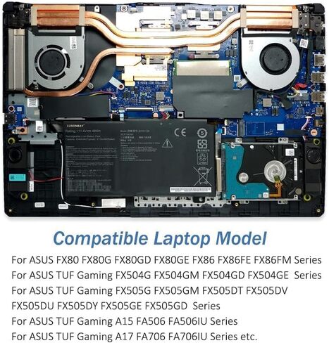 B31N1726 بطارية كمبيوتر محمول ل ASUS TUF Gaming FX80 FX86 FX504 FX504G FX504GM FX505 FX505G FX505DT FX505GE A15 FA506 FA506IU A17 FA706 FA706IU Series B31BnEH B31Bn91 A41LK9H 11.4 فولت/48 وات في الساعة (B31N1726) in Kuwait
