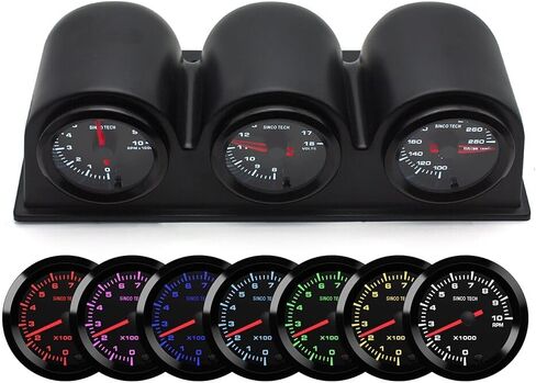 OBDII 52MM 7 Color Backlight Gauge (Water Temp 100-280℉+RPM+Voltage) in Saudi Arabia