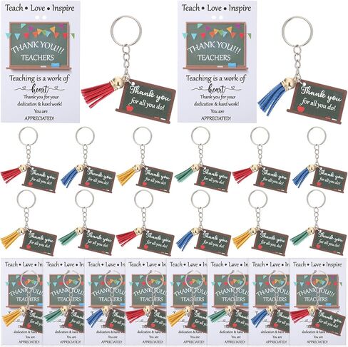 Kosiz 24 Sets Teacher Keychains Bulk 2025 Graduation End of The Year Teacher Appreciation Gifts with Greeting Card in Saudi Arabia
