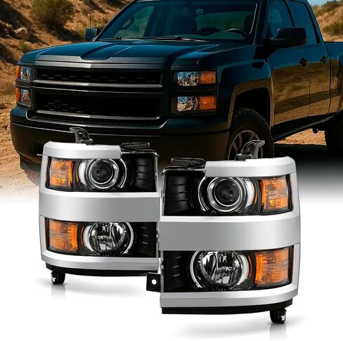 AKKON - Fits 2015-2019 Chevy Silverado 2500 3500 HD OE Chrome Projector Headlights Left & Right Replacement in Saudi Arabia