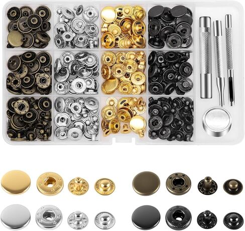 Alritz 120 Set Leather Snap Fasteners Kit 12.5mm Size 6 Colors with Tools in Saudi Arabia