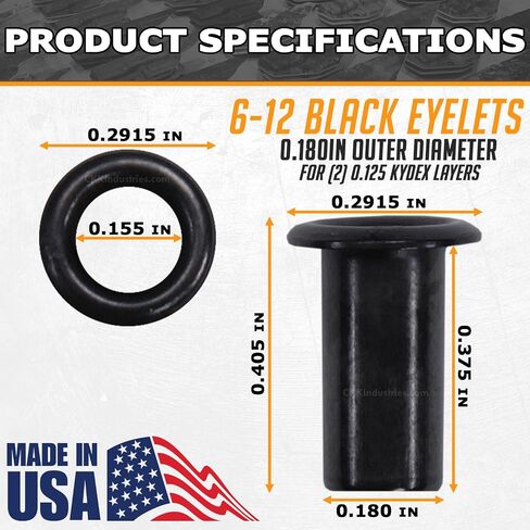 Eyelet Hand Setter & Eyelet Combo Kit - Includes (1)(#8 Hand Setter) + (100)(#8-9 Black Eyelets) - for DIY Kydex & Leather Holster Making, Upholstery, and Apparel Binding in Kuwait