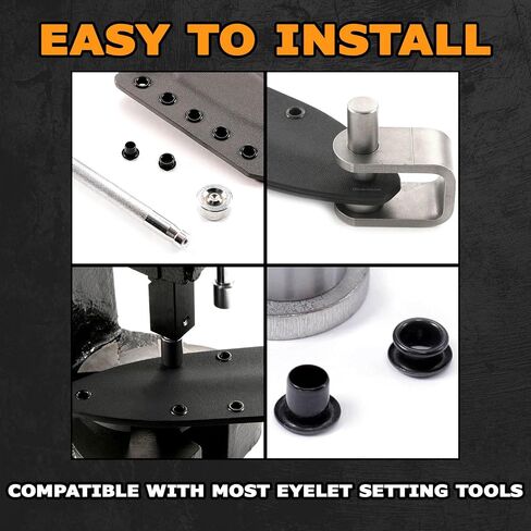 Eyelet Hand Setter & Eyelet Combo Kit - Includes (1)(#8 Hand Setter) + (100)(#8-9 Black Eyelets) - for DIY Kydex & Leather Holster Making, Upholstery, and Apparel Binding in Kuwait