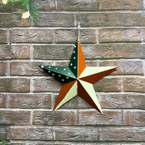 Rustic Patriotic Metal Star Hand Painted Wall Hanging Red, White and Blue Decor 8 inches in Saudi Arabia