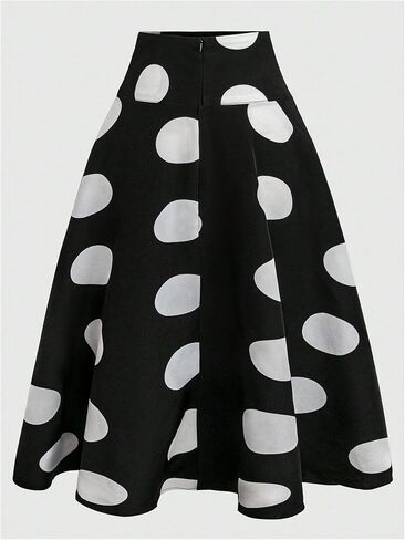Oyoangle Women's Polka Dots Ruffle Midi Skirt Bow Tie Tie High Highted Enegant A Line Tartts in Saudi Arabia