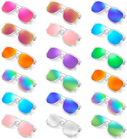 Matcheck 10/18 Pack Neon Colors Party Sunglasses Mirrored lens Colored Glasses Bulk Retro Shades for Unisex Adults Teens in Saudi Arabia
