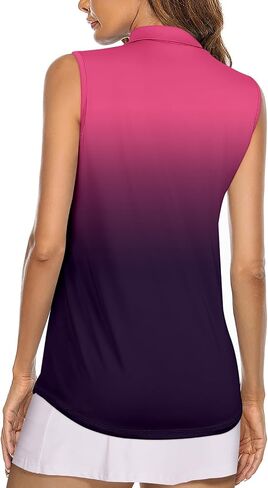 Koscacy Women's Sleeveless Golf Tennis Polo Shirts Zip Up Dry Fit Workout Tank Tops Athletic Shirt in Kuwait