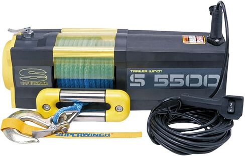 Superwinch 1455201 S5500SR Winch 5500lb(2495kg) Single Line Pull with Roller Fairlead 1/4" x 60' Synthetic Rope 30.5ft Corded Handheld Remote in Saudi Arabia