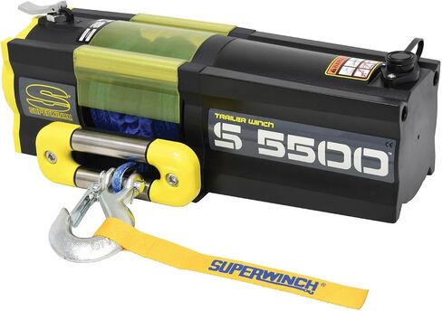 Superwinch 1455201 S5500SR Winch 5500lb(2495kg) Single Line Pull with Roller Fairlead 1/4" x 60' Synthetic Rope 30.5ft Corded Handheld Remote in Saudi Arabia