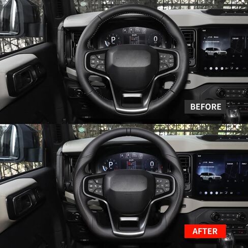 عجلة قيادة ألياف الكربون الحقيقية ، قاع مسطح على شكل د مثقب القبض على عجلة القيادة من أجل فورد برونكو 2021+ in Kuwait