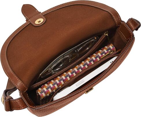 Fossil Women's Everleigh Leather Flap Crossbody Purse Handbag in Saudi Arabia