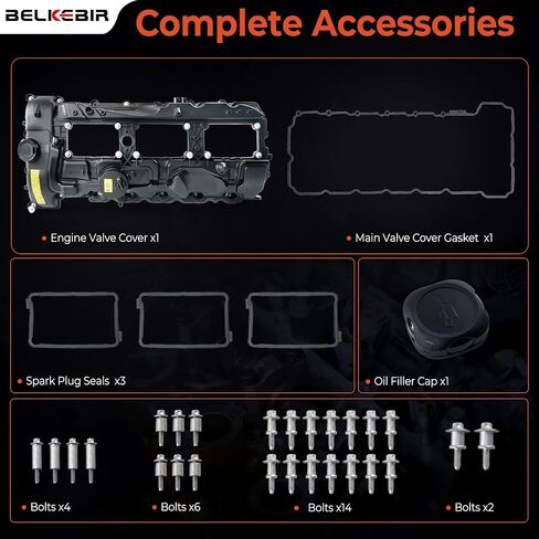 Upgraded Aluminum N55 Engine Valve Cover Kit Compatible with 2010-2019 BMW 135i 235i 328i 335i 435i 530i 535i 640i 740i 740Li M135i M2 M235i xDrive X1 X3 X4 X5 X6, 3.0L Replace 11127570292 (Black) in Saudi Arabia