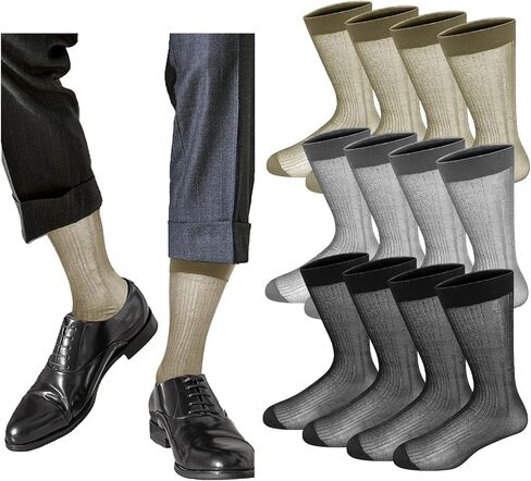 Cityelf Multi Pack Men Silk Silk Sheer Men Dress Dress Socks Ultra Thin Nylon Sox Summer Summer Cool Crew Socks in Kuwait