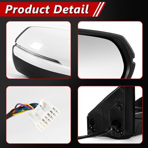 Left Driver Side Door Mirror Assembly Replace for 2017-2022 Honda CRV, with Power Glass Adjustment, Heated Mirror Glass, Turn Signal, Blind Spot Detection, 9 Pins, OE Part: 76251T1WA01ZF in Saudi Arabia