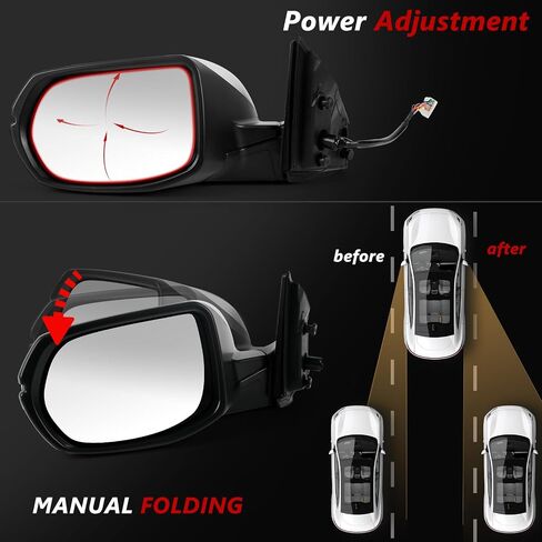 Left Driver Side Door Mirror Assembly Replace for 2017-2022 Honda CRV, with Power Glass Adjustment, Heated Mirror Glass, Turn Signal, Blind Spot Detection, 9 Pins, OE Part: 76251T1WA01ZF in Saudi Arabia