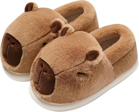 Parent-Child Fuzzy Slippers Cute Capybara Shape Soft Cozy Warm Anti-Slip Soles Indoor Fluffy Slippers Gift for Christmas in Saudi Arabia