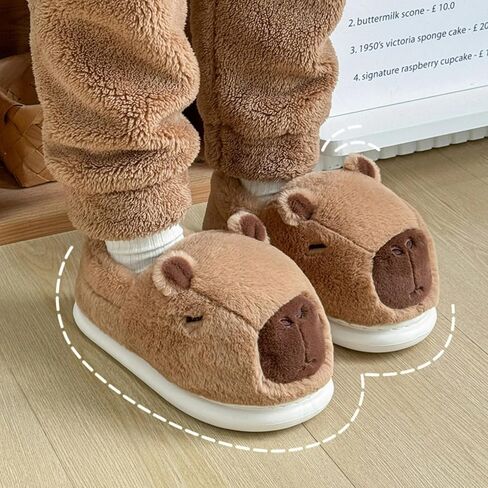 Parent-Child Fuzzy Slippers Cute Capybara Shape Soft Cozy Warm Anti-Slip Soles Indoor Fluffy Slippers Gift for Christmas in Saudi Arabia
