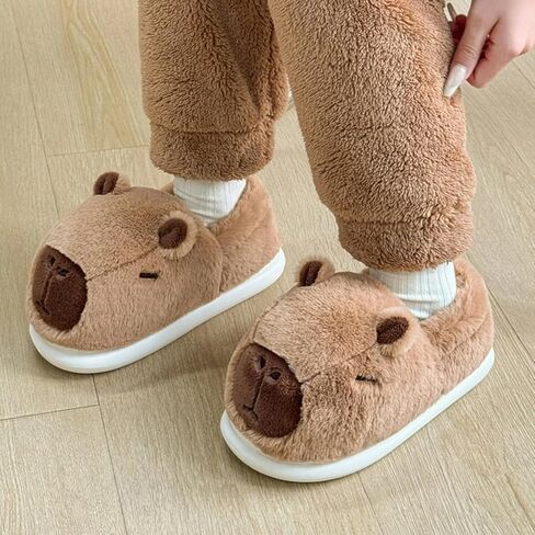 Parent-Child Fuzzy Slippers Cute Capybara Shape Soft Cozy Warm Anti-Slip Soles Indoor Fluffy Slippers Gift for Christmas in Saudi Arabia