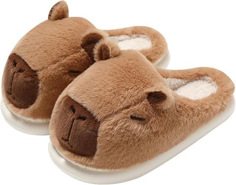 Parent-Child Fuzzy Slippers Cute Capybara Shape Soft Cozy Warm Anti-Slip Soles Indoor Fluffy Slippers Gift for Christmas in Saudi Arabia