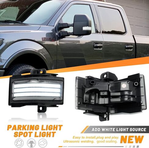 NJSBYL LED LED Side Mirror Marker LAMP لـ F0RD F150 F250 F350 F450 F550 2018-2022 2023 2024 2025 Super Duty Switchback أبيض LED لوقوف السيارات LED AMBER LED SCAND in Kuwait