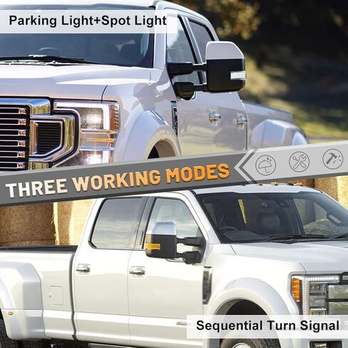 NJSBYL LED LED Side Mirror Marker LAMP لـ F0RD F150 F250 F350 F450 F550 2018-2022 2023 2024 2025 Super Duty Switchback أبيض LED لوقوف السيارات LED AMBER LED SCAND in Kuwait