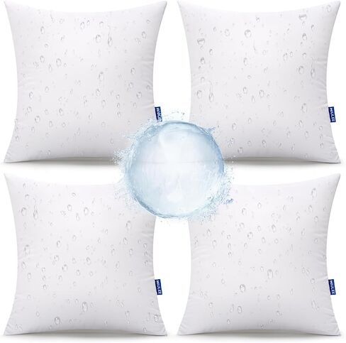 MIULEE 18x18 Outdoor Pillows,Set of 4 Throw Pillows Waterproof,Soft Support Throw Inserts Decorative Water Resistant for Patio Furniture and Garden in Saudi Arabia