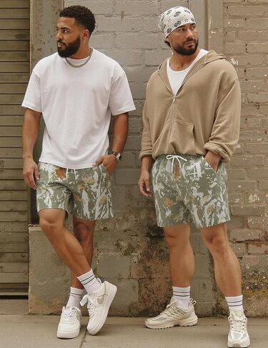 Flygo Men Graphic Print Print Camo Shorts مصمم أزياء شورت شورت Retro in Kuwait
