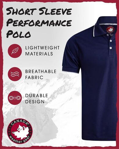 CANADA WEATHER GEAR Men's Polo Shirt - Tipped Spandex Short Sleeve Performance Polo with Contrast Collar Trim (Sizes: S-XXL) in Saudi Arabia