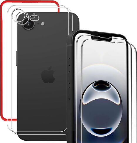 واقي شاشة لهاتف iPhone 16 Pro Max، (2+2) قطعة واقي زجاجي أمامي وخلفي + قطعتان من واقي عدسة الكاميرا، طبقة حماية صلابة 9H، سهلة التركيب مع أداة المحاذاة in Kuwait