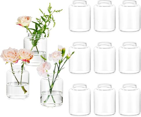 Glasseam Bud vases Set of 6: Glass Vases for Centerpieces Modern Small Vases for Home Table Shelf Wedding Party Decoration - Clear Vase for Flowers Stem Roses Tuilps Cuttings in Kuwait
