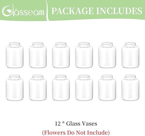 Glasseam Bud vases Set of 6: Glass Vases for Centerpieces Modern Small Vases for Home Table Shelf Wedding Party Decoration - Clear Vase for Flowers Stem Roses Tuilps Cuttings in Kuwait