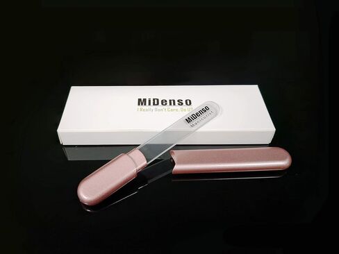 Premium Glass Nail File with Case, Crystal Diamond Salon Best Beauty Nail Buffer for Natural and Acrylic Nails Christmas Gift for Woman and Man,Apricot in Saudi Arabia