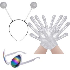 obmwang Alien Costume Accessories with Alien Headband, Glasses, Gloves for Women Halloween Cosplay Party