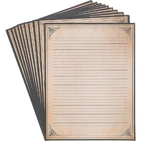 96 ورقة فاخرة مبطنة بتصميم عتيق بحواف عتيقة، قرطاسية قديمة لكتابة الرسائل والدعوات والقصائد وكلمات الاغاني والملاحظات، لون كريمي (8.5 × 11 انش) in Kuwait