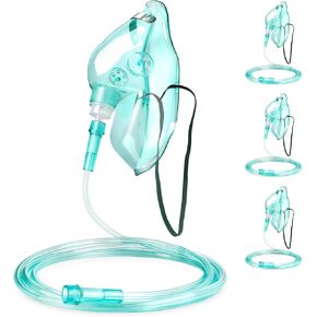 ANSNF 3 Pack Oxygen Mask for Face Adult with 6.6' Tube & Adjustable Elastic Strap - Size S+M+L - NO CUP