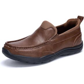Mens Slip On Loafers Casual Hands Free Slip in Shoes Step in Walking Leather Shoes for Men with Breathable Comfort