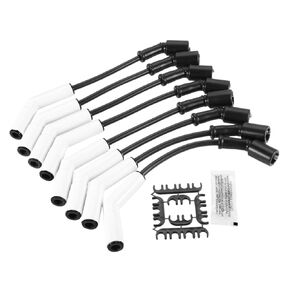 استبدال مجموعة سلك سلك الإشعال لمحركات GM LS3/LS4/LS7/LT ، 9070C سلك شرارة سلك Extreme 9000 Boot Ceramic ، مجموعة سلك شرارة (أسود أبيض ، 8 مساءً)