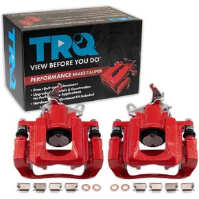 TRQ Rear Performance Brake Caliper Set Red Compatible with 2009-2013 Dodge Journey