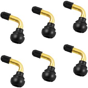 6-PCS PVR70 Valve Stem Bent 90 Degree Angled for Most of Tubeless Tire Rim Brass Stem Snap-in Rubber for Motorcycle Scooter ATV Go Kart Truck