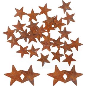 MOLAIN 30 PCS 1 بوصة نجمة معدنية ، نجم حظيرة للمعادن الصدئة للحرف اليدوية ، Mini Metal Barn Star Crafts Decor