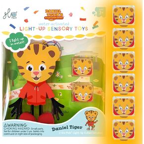 لعبة الاستحمام Glo Pals x Daniel Tiger's Neighborhood التي تعمل بالماء مع 6 مكعبات مضيئة قابلة لإعادة الاستخدام للعب الحسي