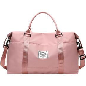 INVODA Travel Duffel Bag Sports Tote Gym Bag Shoulder Weekender Overnight Bag Carry on Travel Bag for Women (Pink)