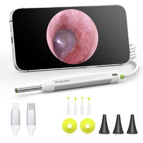 HD Digital Otoscope, Video Ear Scope Otoscope with Light, Ultra Clear View Ear Camera with Ear Wax Removal Tools, Compatible with iPhone and Android Devices (Silver) ﻿